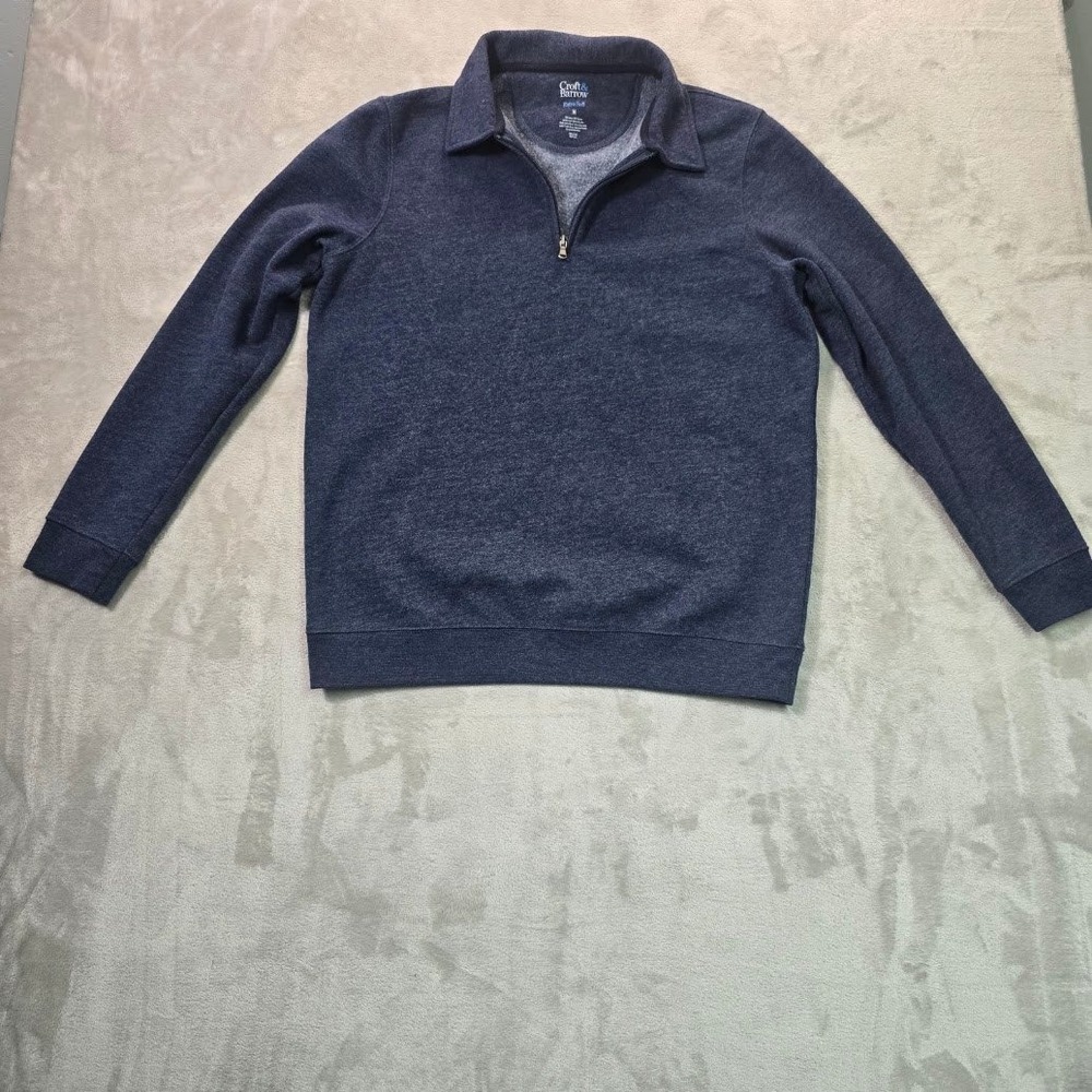 Croft & Barrow Mens Extra Soft Quarter Zip Pullover Navy Blue Heather Medium